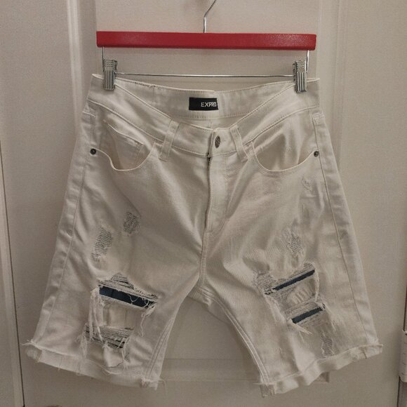 Express Other - Distressed White Express Slim Fit Stretch+ Jean Shorts 32" Waist x 9" Inseam